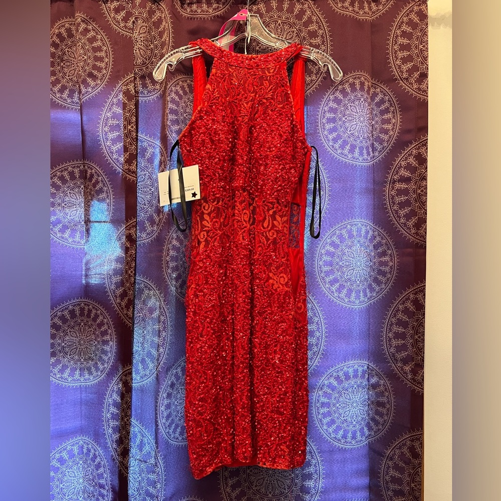 Primavera Red Backless Cocktail Dress